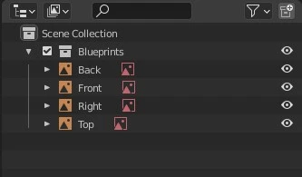 Organized outliner in Blender.